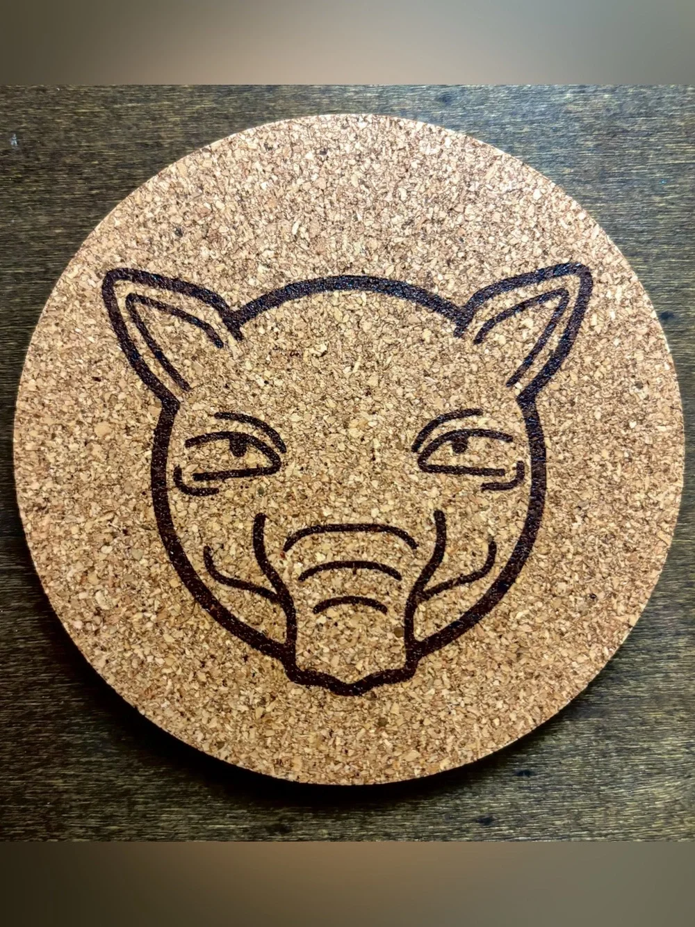 Pokemon Drowzee Face Laser Engraved Cork Coaster